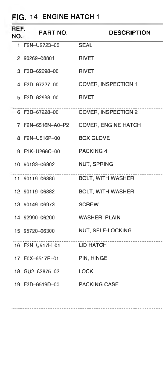 Yamaha VX700-S(F3D7_6DUD_6DU1 ENGINE HATCH 1 parts diagram